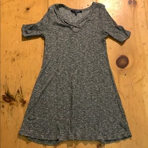 Grey T-shirt dress with strappy front